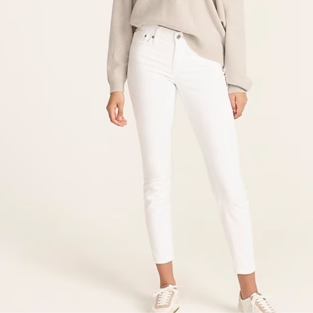 J Crew Stretch Cropped White Jeans